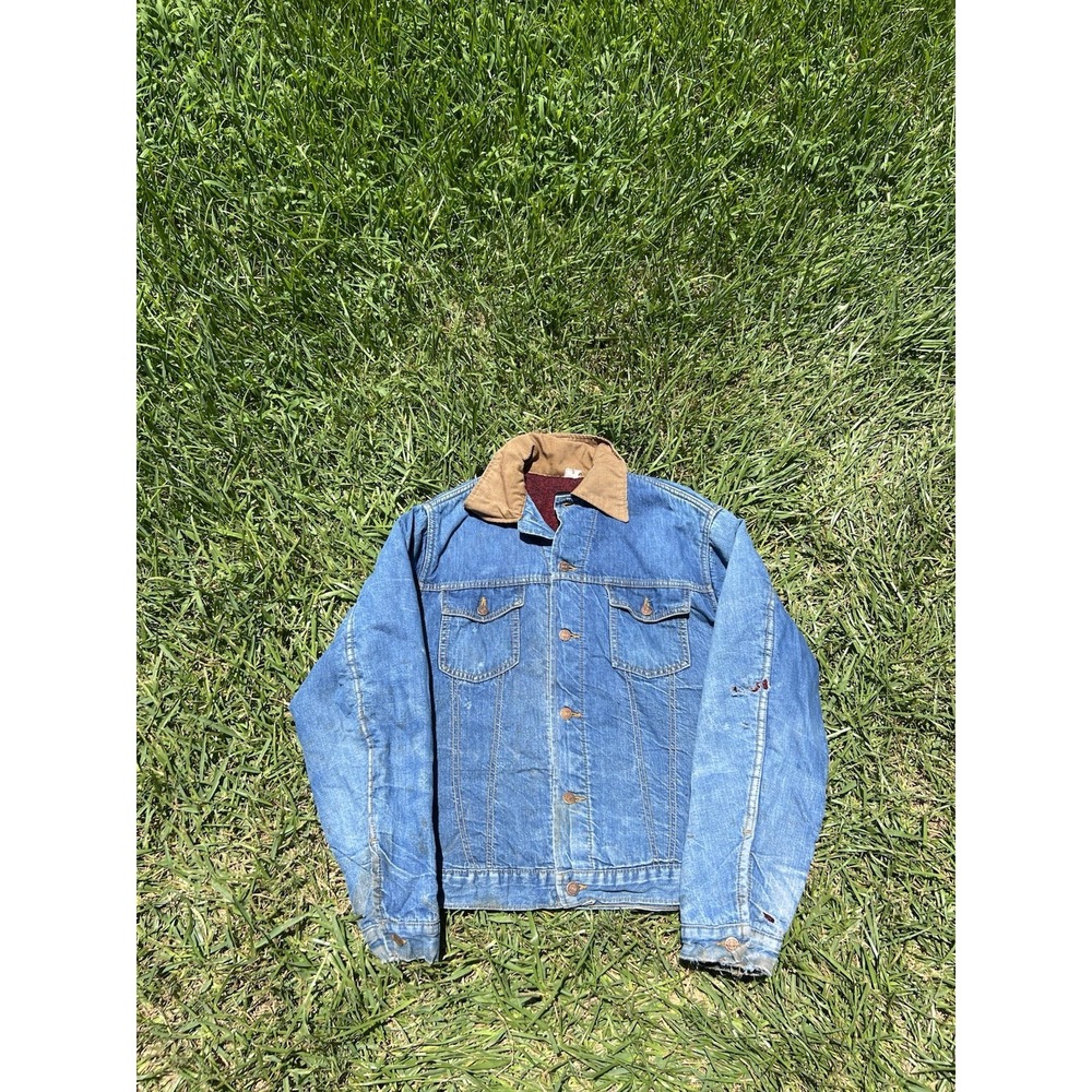 VTG Sears Roebucks Denim Jean Trucker Jacket Sz 46 Corduroy Collar